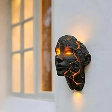 Decorative Cracked Soul Wall Light, Black Lava Design LED Wall Lamp with Glow...