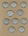 (10) 90% Silver Mercury Dimes (C30)