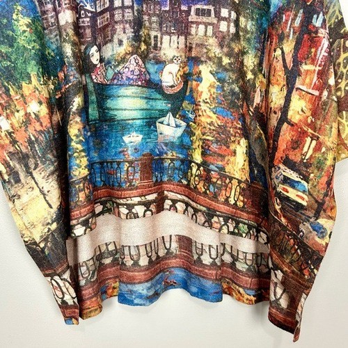 Inoah Art Printed Fleece Tunic Top Women’s Size XL Colorful Cats Boat Ride Artsy - Picture 4 of 9
