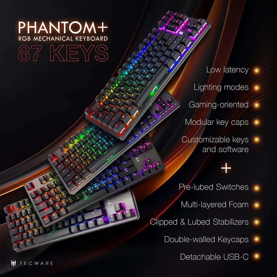 Phantom+ 87 Key Mechanical Gaming Keyboard, RGB led, TKL 75% Keyboard, Thocky... - Image 2 of 4