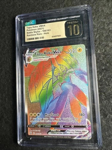 CGC 10 Pristine Tapu Koko VMAX Rainbow Rare 166/163 Graded Pokemon English