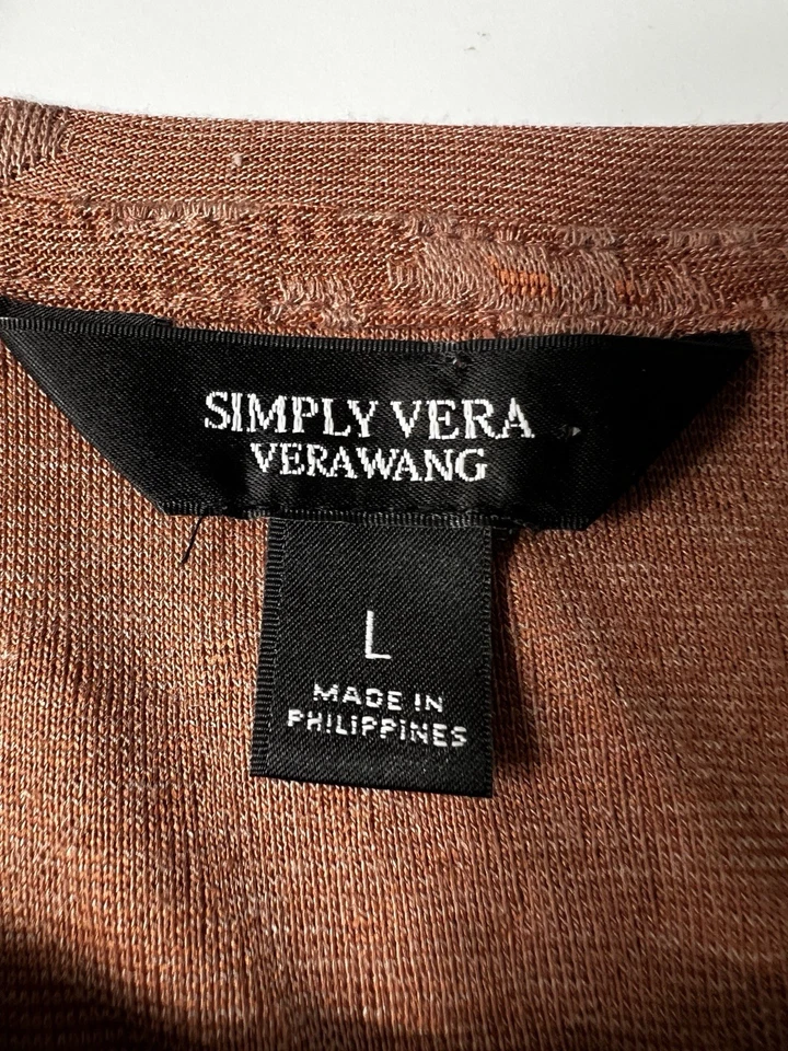 Top Simply Vera Vera Wang con textura oxidada Burnout cuello redondo suave elástico L Foto 2 de 4