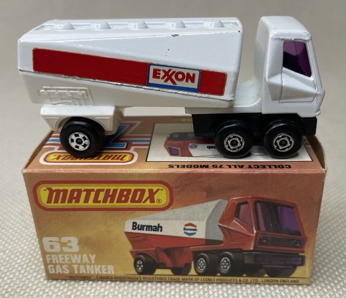 Vintage 1973 Matchbox Superfast 63 FREEWAY GAS TANKER (Exxon) NMT Boxed - Picture 2 of 6