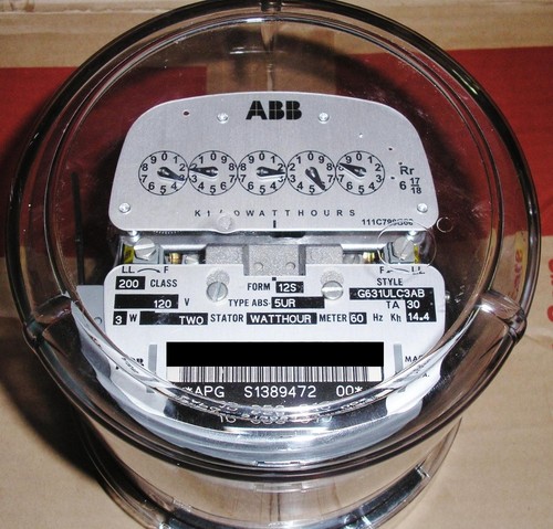 ABB, WATTHOUR METER (KWH) ABS-5UR, NETWORK, FORM 12S, 200A, 120V, 5 LUGS, 3 WIRE - Picture 1 of 7