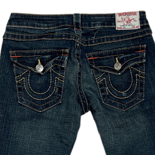 True Religion Jean Pants Womens 30x34 Joey Blue Denim World Tour Flare - 第 6/12 張圖片