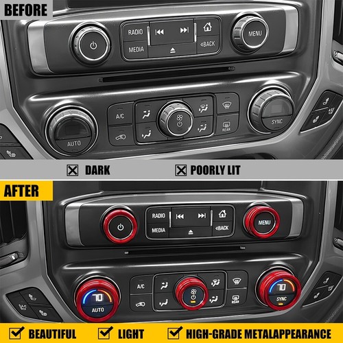 For 2014-2018 GMC Sierra Aluminum Knob Ring Cover Trim Red Car Accessories EAC - Bild 6 von 18