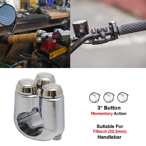 Par de interruptores de luz de señal de giro triple micro manillar de 7/8" para Harley Honda - Imagen 1 de 8