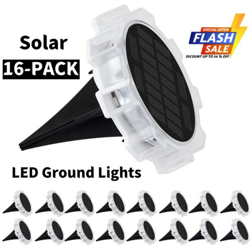 4~24Pack LED Solar Garden Lamp Disk Lights Waterproof In-Ground Driveway Pathway - Picture 30 of 32