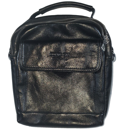 KONTAKTE Herren-Umhängetasche aus echtem Leder mit einer Schulter Kuriertasche