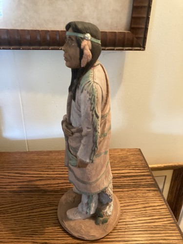 Vintage Native American Indian Painted Clay Pottery Ceramic 13” Statue Rare - Picture 3 of 13