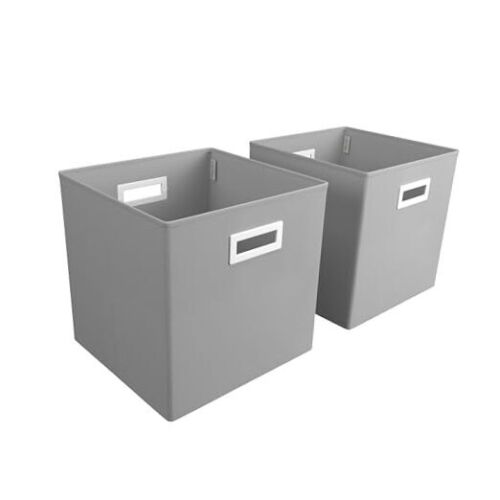 Essential Collapsible Decorative Home Storage Cube Set of 2 Craft Cubes Stone