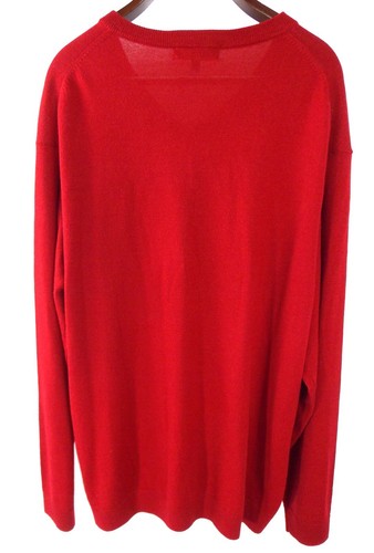 Hart Schaffner Marx Sweater Extra Fine Merino Wool Men 2XT RED V Neck LongSleeve - Picture 7 of 10