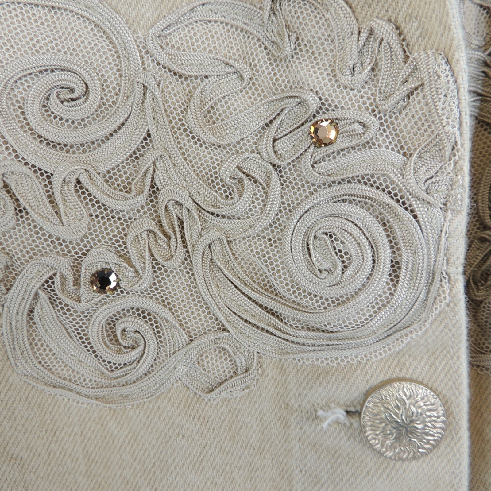 Opal Luz Luz Luz oro Denim Chaqueta para mujer grande Rhinestone occidental por Lorraine Wardy 333ca4 Opal Luz Luz Luz oro Denim Chaqueta para mujer grande Rhinestone occidental por Lorraine Wardy 333ca4