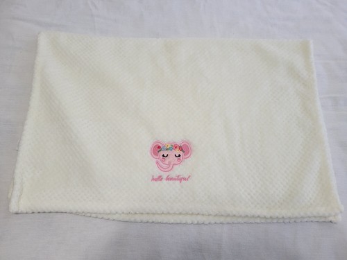 Waffle Plush Cream White Baby Blanket Pink Elephant Hello Beautiful 30" - Picture 9 of 11