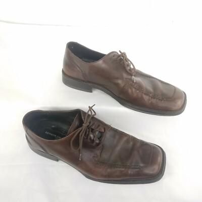 Kenneth Cole Dress Shoes Brown Lace Up Square Toe Casual  display picture 1