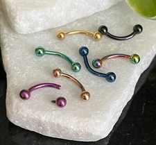 1pc Implant Grade Titanium Eyebrow Ring Curved Barbell Internally Threaded