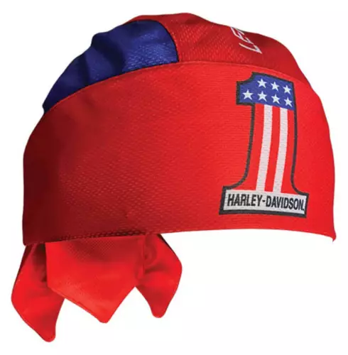 Harley-Davidson Men's Ride One #1 Logo Polyester One Size Headwrap - Red & Blue
