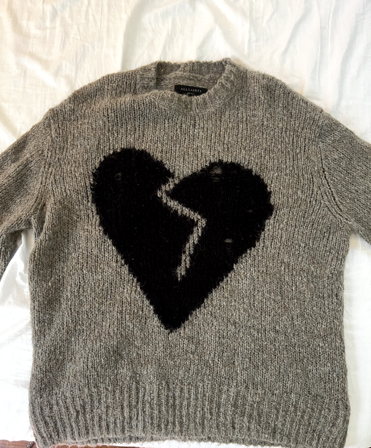 All Saints Broken Heart Wool Sweater (Small Oversized fit)
