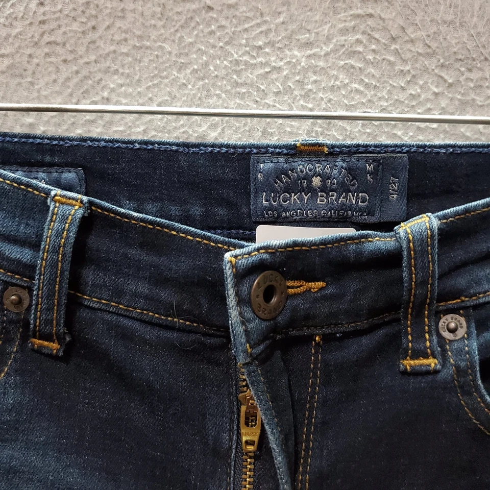 Pantalones Cortos Mujer Lucky Brand 4/27 Azul Bermudas Jean Tiro Medio Bolsillos Entrepierna 10" Foto 2 de 4