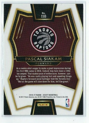 2016-17 Panini Select #118 Pascal Siakam Rookie RC, Raptors, Free S&H - Picture 2 of 2