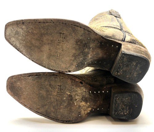 Botas vaqueras de cuero marrón occidental cruzadas corral envejecidas talla 3 para adolescentes - Imagen 8 de 8