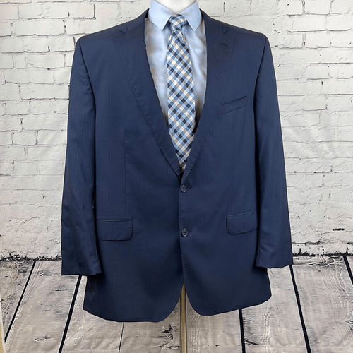 Jack Victor Mens Sports Coat 46L Suit Jacket Two Button Blue Blazer 100% Wool - Picture 2 of 11