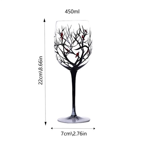 1piece Wine Glass Decorative Four Seasons Tree Artisan Painted Glasses Goblet - Imagen 5 de 15