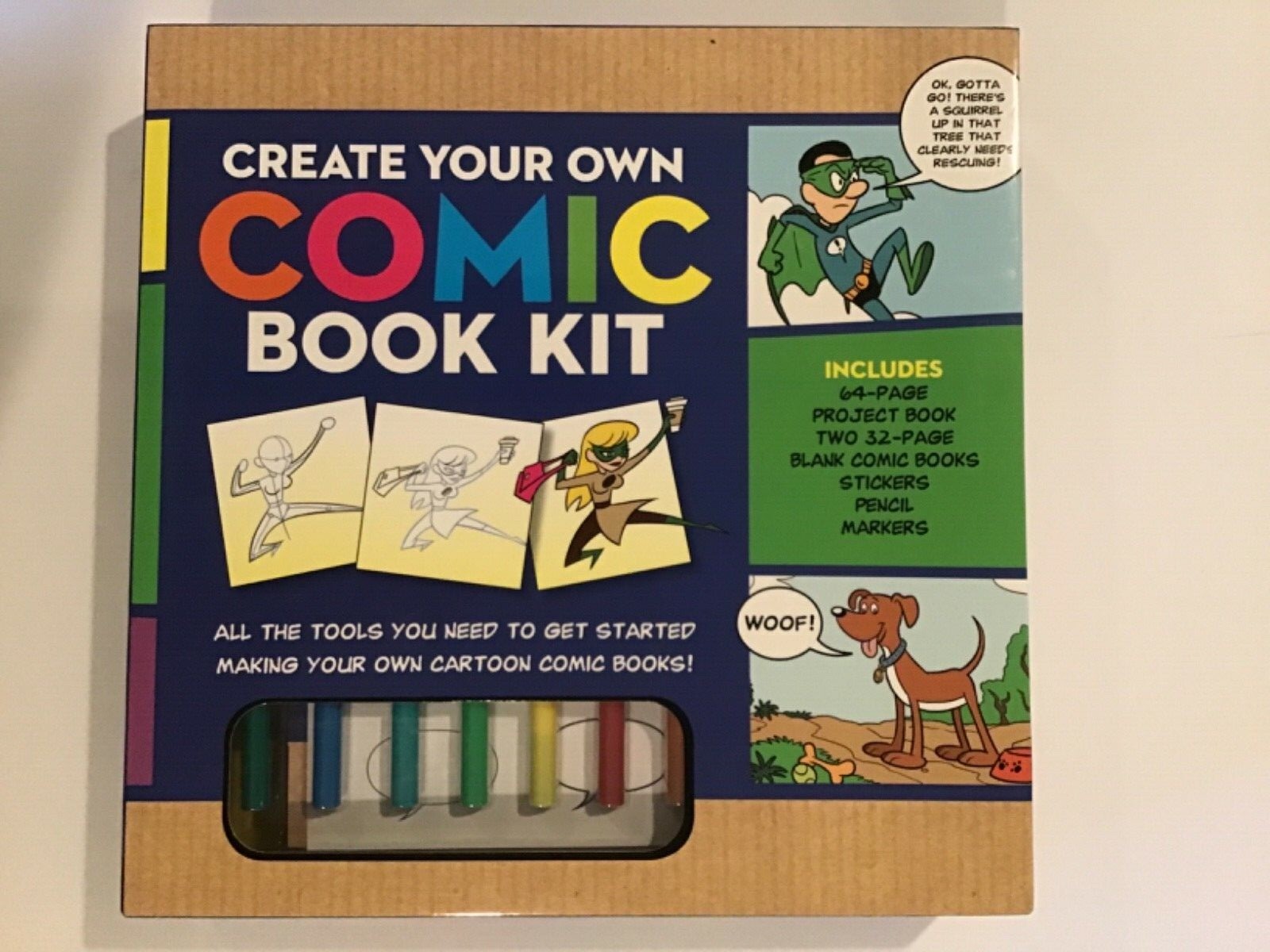 Create Your Own Comic Book Kit - project book, 2 blank comic books,  stickers,
