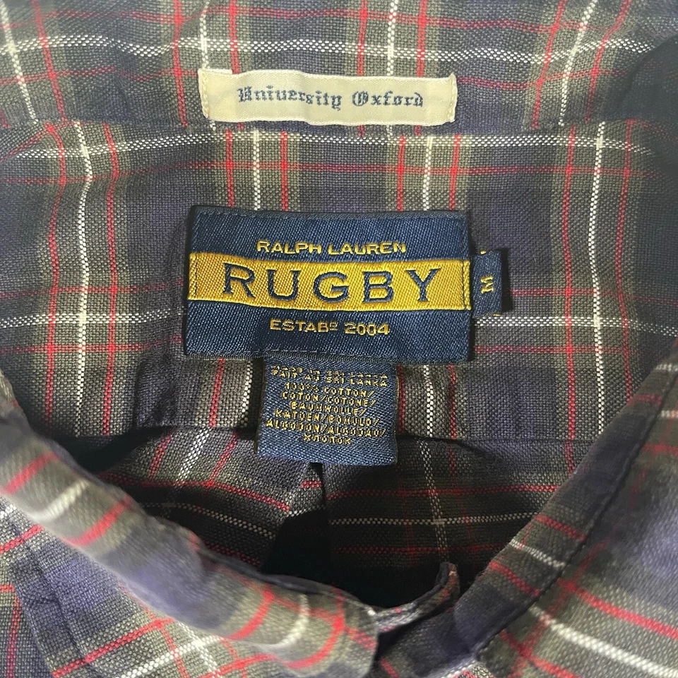 Camisa a Cuadros Ralph Lauren Rugby University Oxford Azul/Rojo Para Hombre Bolsillo Medio Foto 4 de 4