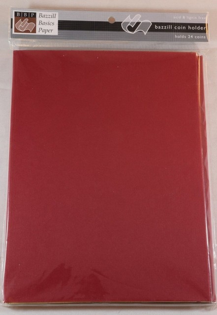 NIP Bazzill Basics Paper Coin Holder Tri Fold Album Pomegranate Red