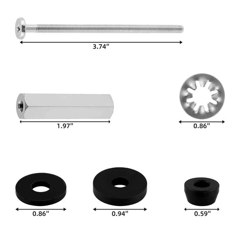 Toilet Seat Screws,Stainless Steel Toilet Seat Bolts with Long Downlock Nuts - Picture 22 of 34