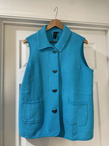 Focus Casual Life Waffelstrickweste 100% Baumwolle Größe Large hellblau Damen