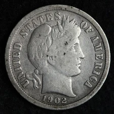 1902-S Barber Silver Dime FINE/VF E246 SNF