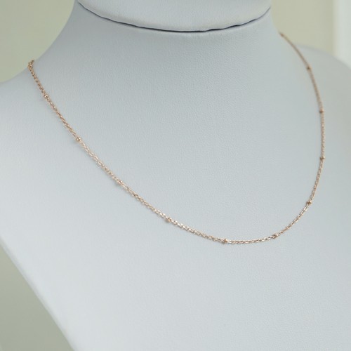 Rosa Oro Su Argento Sterling 1mm Piatto Perline Satellite Girocollo Collana - Foto 7 di 10
