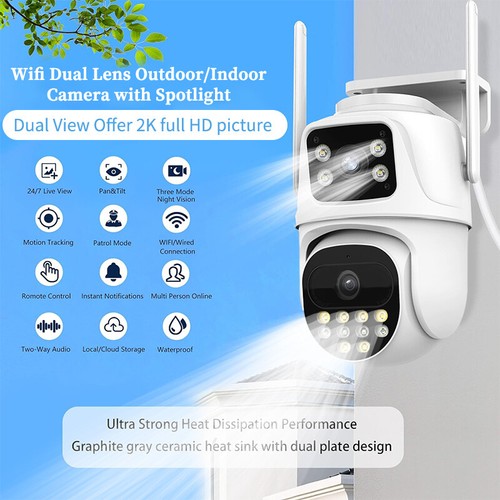 1080P 8MP WiFi IP Camera Dual Lens Wireless Outdoor CCTV PTZ Home Security Cam - Picture 4 of 18
