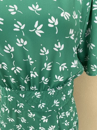 Vtg Axiom Green Floral 80’s Does 50’s Day Wiggle Sheath Dress Pockets 14 Modest - Picture 3 of 6