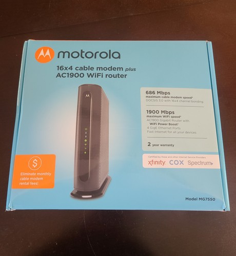 Motorola MG7550 16x4 Cable Modem Plus AC1900 WiFi Router Black DOCSIS 3.0 - Picture 4 of 4
