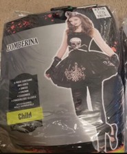 Prima Zomberina Halloween Costume Girl s Size L Large 12-14 Years Zombie Black