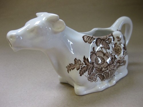 Vintage Crown Devon Fieldings Kuhmilchkännchen ~ braun Blumen Transfer Dekoration