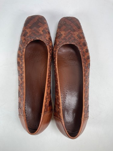 Trotters Aspen Woven Brown Leather Pumps Heels Size 8M - Picture 8 of 8