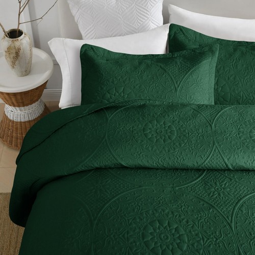 Quilted Bedspread 3 Piece Queen King Size Coverlet Comforter Set Ultra Soft - Picture 147 of 151