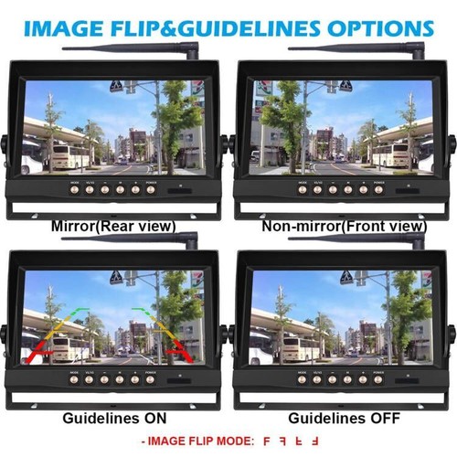 RV Wireless Recording Backup Camera 1080P 9" Monitor Quad Split for Trailer/Bus - Picture 7 of 30