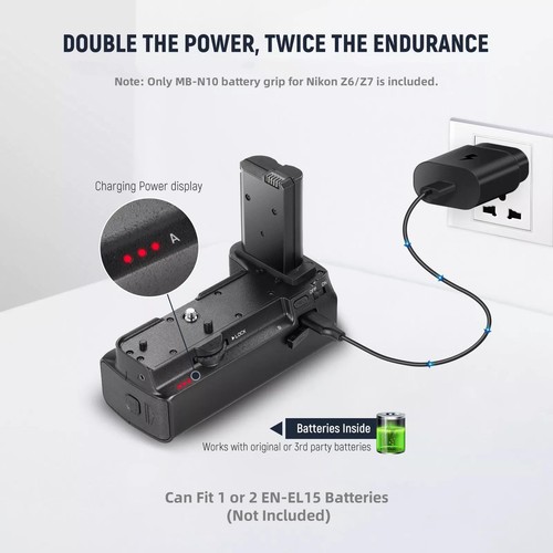 MB-N10 Empuñadura de batería vertical Paquete de batería Soporte de agarre para cámara Nikon Z6 Z7 - Imagen 4 de 11