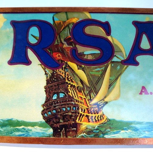 Fruit Crate Label Corsair Emperor Grapes 1940 Glass Framed w/ Copper Foil - Picture 2 of 3