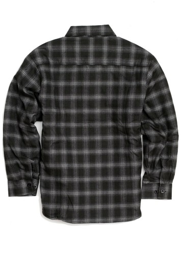 YAGO Para Hombre Chaqueta Informal a Cuadros de Franela con Botones Negra/Carbón H1 (S-5XL) - Imagen 2 de 3