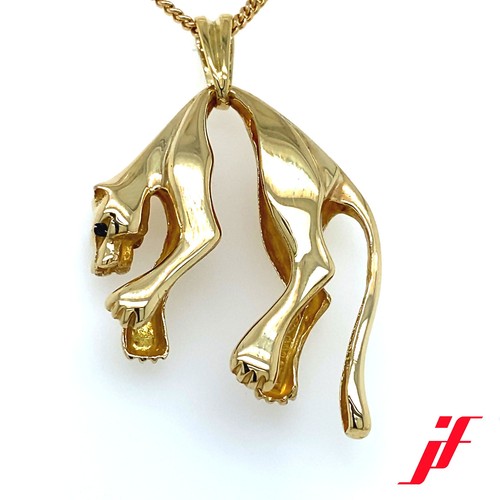 Anhänger- Panther- 585 /- Gelbgold glänzend mit 2 Saphire