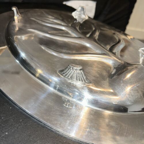 1910 Vintage 18 " WM Rogers & Son “Victorian Rose” Silver plated Oval Platter - Picture 4 of 5