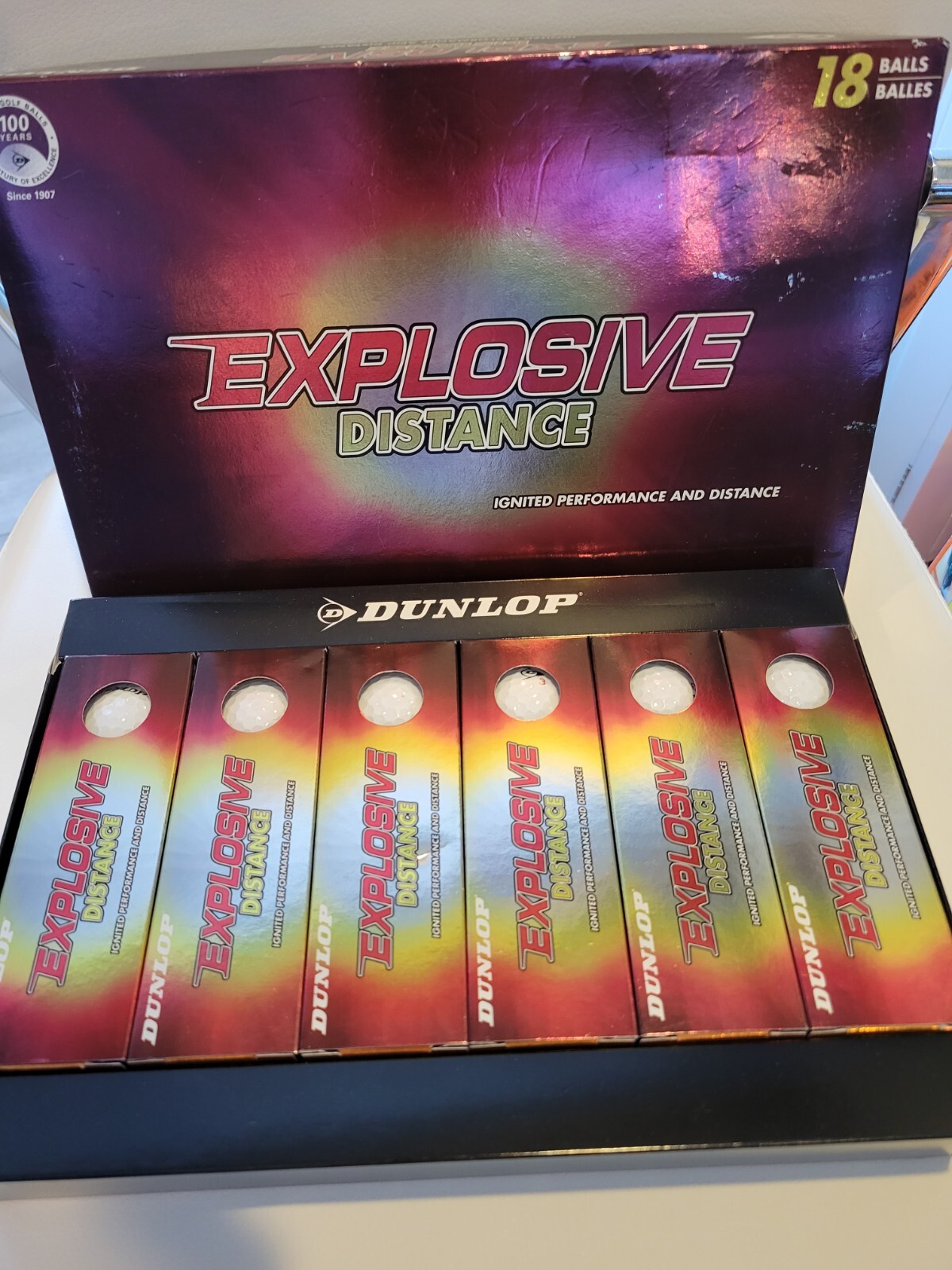 18 Pack Dunlop explosive distance ignited performance golf balls