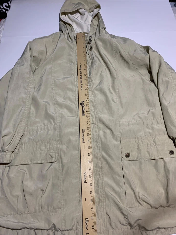 Vintage Fleet Street Women's Sz 2X Cream/ Tan Jacket Winter Coat W/ Hood - NICE - Image 4 of 4