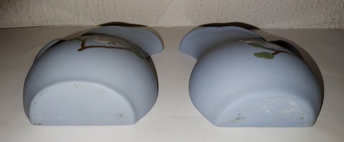 Set Pigeon Forge Pottery Blue Wall Vase Pocket Dogwood Flower Branch Vintage - Picture 3 of 9